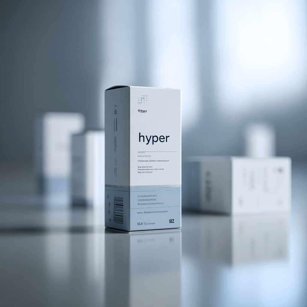 Hyper product package on neutral background